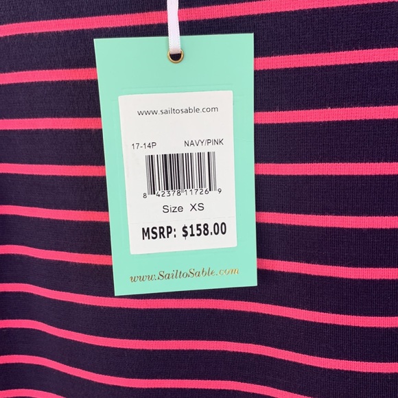 NWT Sail to Sable sz XS navy and pink striped very soft knit dress - Picture 8 of 10